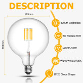 لامپ LED فیلامنتی برای لوستر G125 ترکیب نورپردازی دکوراتیو و طراحی مدرن G125 LED Filament Bulb