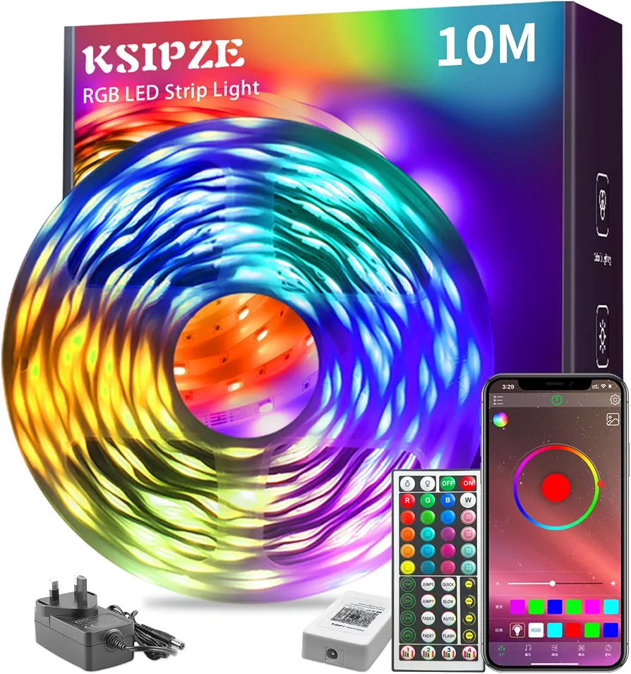 ریسه 10متری LED RGB هوشمند KSIPZE نورپردازی رنگارنگ برای اتاق و دکوراسیون با کنترل از راه دورLED Strip Lihgt Model Number: ST51_K2410