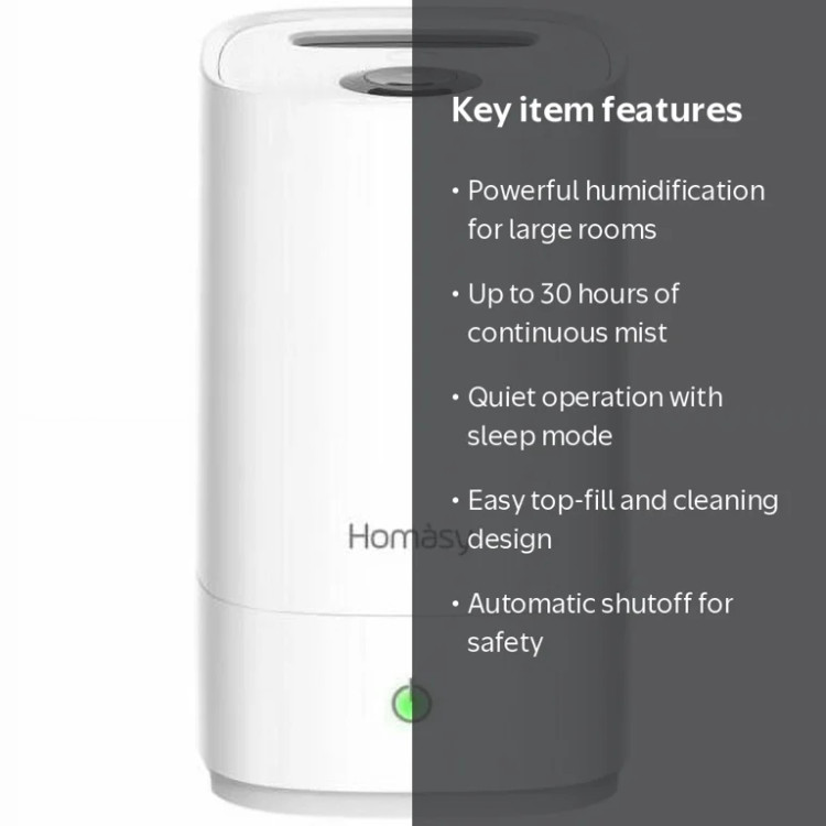 دستگاه بخور سرد Homasy HM421A رطوبترسان قدرتمند با مخزن ۴.۵ لیتری